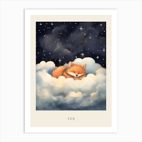 Baby Fox 6 Sleeping In The Clouds Nursery Poster Art Print