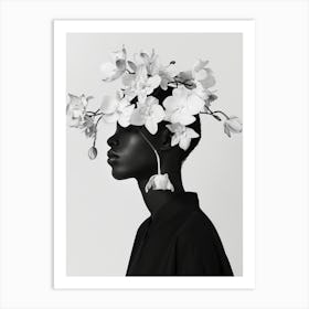 Black Woman With Flowers On Her Head Art Print