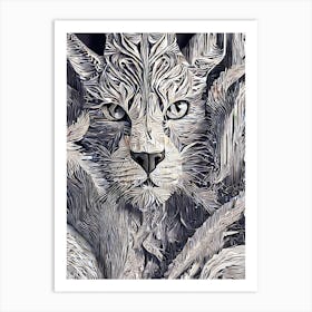 Lynx Black and White Art Print