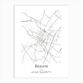 Beaune,France Minimalist Map Art Print