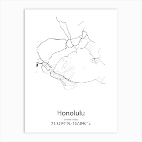 Honolulu,United States Minimalist Map Poster