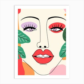 Portrait Of A Woman With Leaves Art Print