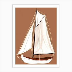 Sailboat On Brown Background Art Print