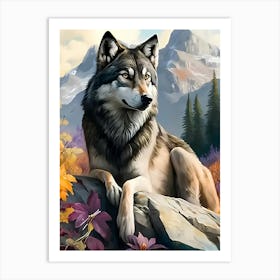 Wolf In Autumn Art Print