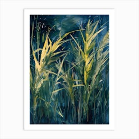 Wheat Field At Night Art Print