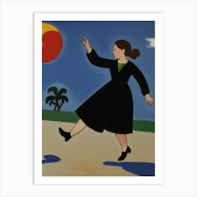 Woman Kicking A Ball Art Print