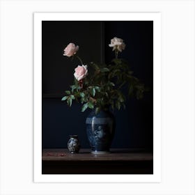 Vintage Roses In Vase Art Print