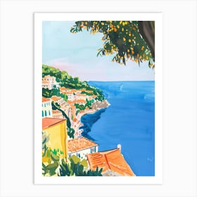 Travel Poster Happy Places Positano 3 Art Print