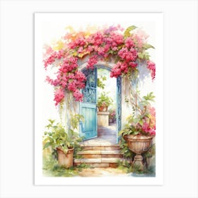 Amalfi, Italy   Mediterranean Doors Watercolour Painting 7 Art Print