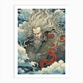 Japanese Fjin Wind God Illustration 9 Art Print