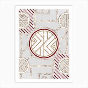 Geometric Glyph in Festive Gold Silver and Red n.0005 Art Print