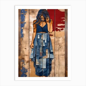 Southern Woman In Denim Dress Art Print