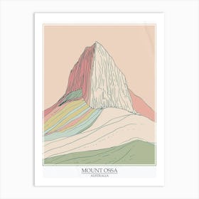 Mount Ossa Australia Color Line Drawing 11 Poster Art Print