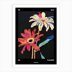 No Rain No Flowers Poster Gerbera Daisy 3 Art Print