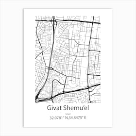 Givat Shemu El,Israel Minimalist Map Art Print