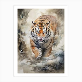 Tiger Art In Chinese Brush Painting Style 1 Art Print