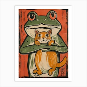 Frog And Cat Art Print