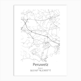 Peruwelz,Belgium Minimalist Map Art Print