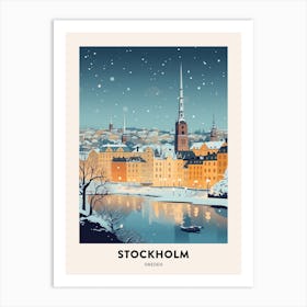 Winter Night  Travel Poster Stockholm Sweden 1 Art Print