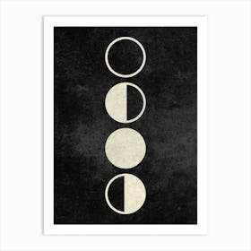Minimal Moon Phases In Charcoal Art Print