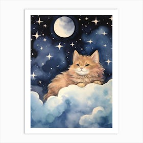 Baby Lynx 4 Sleeping In The Clouds Art Print