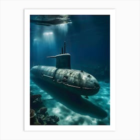 Submarine In The Ocean -Reimagined 10 Art Print