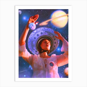 Girl In Space Art Print