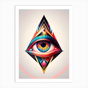 Geometric Eye, Symbol, Third Eye Tattoo 1 Art Print