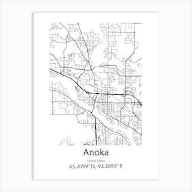 Anoka,United States Minimalist Map Art Print