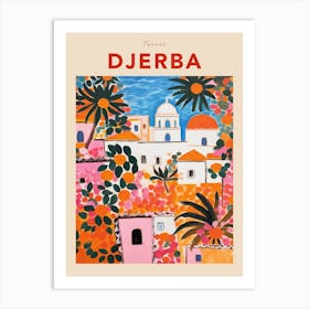 Djerba Tunisia Fauvist Travel Poster Art Print