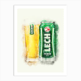 Lech Beer Watercolor Art Print