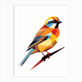 Colourful Geometric Bird Sparrow 3 Art Print