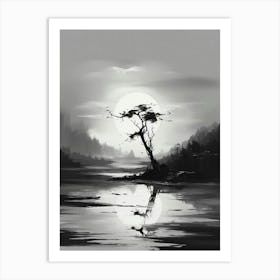Tranquility Abstract Black And White 5 Art Print