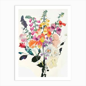 Foxglove 1 Collage Flower Bouquet Art Print