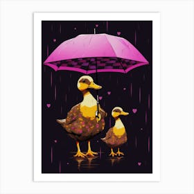 Ducks In The Rain Art Print