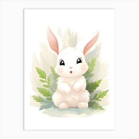 Cute White Bunny Art Print