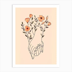 Hand Holding Flowers Art Print