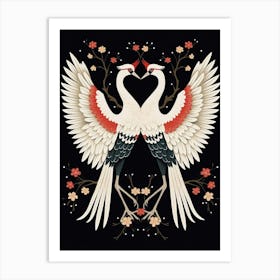 Crane Tsuru Japanese Style Illustration 11 Art Print