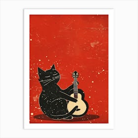 Cat Playing Guitar 4 Art Print