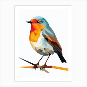 Colourful Geometric Bird European Robin 1 Art Print