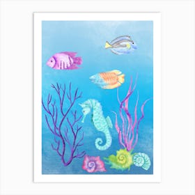 Exotic fishes watercolor Art Print