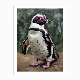 African Penguin Robben Island Oil Painting 1 Art Print