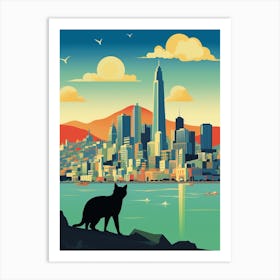 San Francisco, United States Skyline With A Cat 3 Art Print