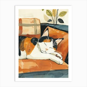 Cat Sleeping On The Couch 5 Art Print