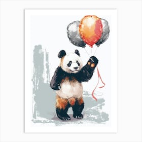 Giant Panda Holding Balloons Storybook Illustration 2 Art Print