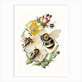 Bees 4 Vintage Art Print