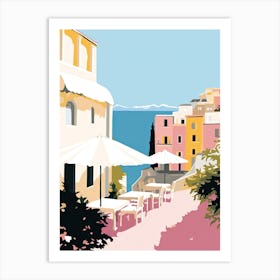 Amalfi, Italy, Flat Pastels Tones Illustration 2 Art Print