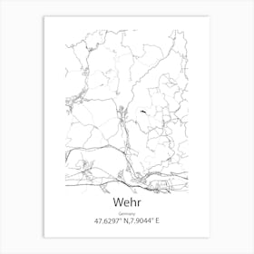 Wehr,Germany Minimalist Map Art Print