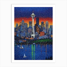 Seattle Washington Pointillism 10 Art Print