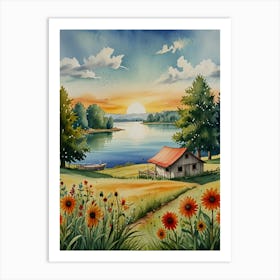 Sunset By The Lake 1 Art Print